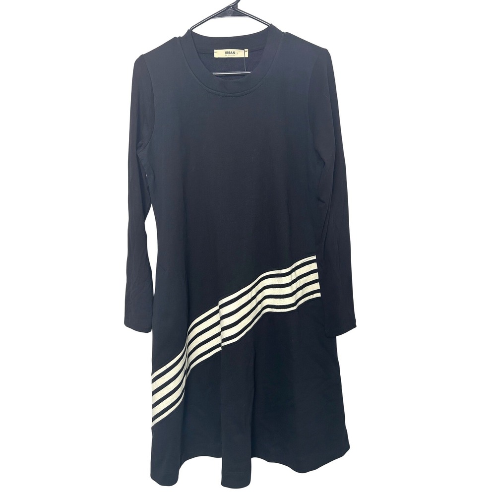 Alembika Urban Muse A-line Dress 1 Black White Stripe Asymmetric Lagenlook Mod